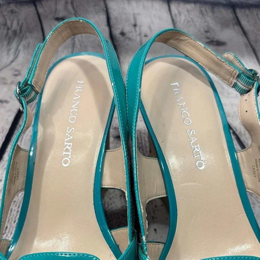 Franco Sarto Aqua Patent Wedge Sandals